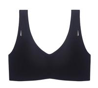 2026 Designed to make big breasts smaller, this thin seamless latex bra features a gathering at the top, side retraction, and a vest style sports bra., black, XL