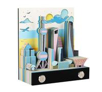 2026 Desk Calendar,Artsy Pads,DIY Tear-away Time Piece Calendar 2026,Creative City Series Paper Carving Art Memo Pad Craftwork,Gift for Housewarming Desktop Decoration