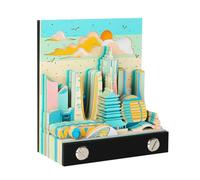 2026 Desk Calendar,Artsy Pads,DIY Tear-away Time Piece Calendar 2026,Creative City Series Paper Carving Art Memo Pad Craftwork,Gift for Housewarming Desktop Decoration