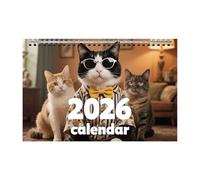 2026 Desk Calendar, Cat Calendar January - December, Cute Cat Theme Spiral Calendars, Large Block, Notes, To-do List, Thick Paperfor Organizing & Planning (A)