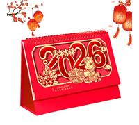 2026 Desk Calendar | Chinese Good Luck Monthly Planner,Lunar New Year Calendar Daily Planner,for Home Office Study Living Room Bedroom Table Shelf Spring Festival Family