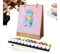 2026 Desk Calendar- Coloring Art Calendar, Creative Desktop CalendarDecoration | 12 Different Hand-Painted Oil Paintings, Creative Planner For School Teacher Home Class Work Kids Adults