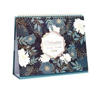 2026 Desk Calendar, Elegant Night-Blooming Cereus Pattern Thick Paper Standing Flip Desktop Planner, Monthly View Organiser for Office Home Desk & Inspirational Gift
