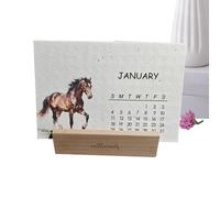 2026 Desk Calendar, Planting Paper Desk Planner with Wooden Base | Decorative Calendar on Stand, for Christmas, Holidays, Valentine's Day, Birthdays and Creating Hanging