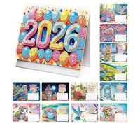 2026 Desk Calendar | Rhinestone Painting 2026 Desk Calendar Kit - Jan-Dec Monthly Planner for Office School Planning Home Bookshelf Teacher Family Student Kids Christmas
