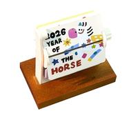 2026 Desk Calendar - Rotating Sheets with Wooden Stand | Illustrated Table Planner | Art Management Display, Table Ornament 'Year of the Year of the