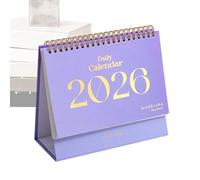 2026 Desk Calendar, Spiral Bound Desk Planner with 2 Stickers, Purple Desk Calendar, for Work, Study, School, Travel, Holiday, Christmas, Housewarming, Bedroom, Children's Room