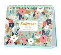 2026 Desk Calendar - Standing Flip 2026 Desktop Calendar with Thick Paper, 9.8" x 8.3", Jan. 2026 - Dec. 2026, Memo Pages + Twin-Wire Binding + Unruled Blocks - Green and Pink