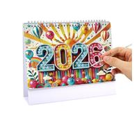 2026 Desk Calendar, Table Calendar with Artistic Gems Illustrations - Monthly Planner January to December 2026 for Travel Home Personal Goals and Family Management
