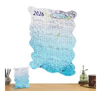 2026 Desk Calendar, Transparent Acrylic Art Planner, Calendar with 12 Months for the Desk, for Home, School, Student Dorm, Study, Planning, Appointment, Decoration, Organisation