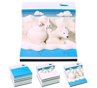 2026 Desk Calendar With LED Light 3D Tear-away Calendar Paper Carving Art Memo Pad Notepad Gift For Christmas Housewarming Desktop Decoration(Bear)