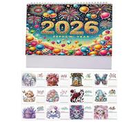 2026 Desk Calendar with Precious Art | Monthly Calendar 12 for Planning Decoration | Desktop Decoration for School Home Office | Accessory for Classroom and Student Room