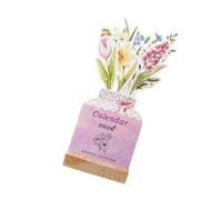 2026 Desktop Calendar Natural Fashion Theme with Sturdy Wood Stand and Smooth Page Turning Desk Calendars Home Decoration Calendar