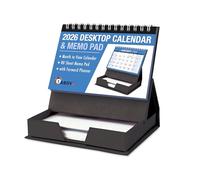 2026 Desktop Month to View Calendar | Blue & White Spiral Bound Planner with Tear-Off Pages & Memo Pad | For Home, Office, School & Business Use