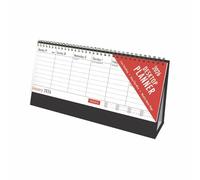 2026 Desktop Weekly Planner Calendar Red & Black - Week To View Freestanding Wiro Bound Flip Calendar 290x150mm - UK & Ireland Holidays Home Office School Family