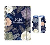 2026 Diary - 2026 Diary A5 Week to View, Jan 2026 - Dec 2026 Weekly Monthly Planner, Hardcover with Tabs Diaries Page, Spiral Bound, 21.7cm x 15.8cm x 1.5cm