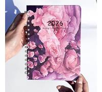 2026 Diary - 2026 Diary A5 Weekly Diary - Jan to Dec 2026, Floral Pink Hardcover with Elastic Band, Inner Pocket, Monthly Tabs, 100GSM Paper(15.5 x 21.5 cm)