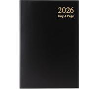 2026 Diary A4 Page a Day Black Casebound Cover & Ribbon Marker DAP Year Planner for Business, Office, Home, Appointments - Sat and Sun Full Page a Day