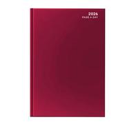 2026 Diary A4 Page a Day Red Hardcover Daily Diary with Full Saturday & Sunday Weekend Pages, Ribbon Marker, Yearly Planner, 3 Year Calendar, Notes, Contacts, More. for Office, Home & Business Use