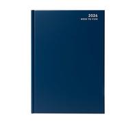 2026 Diary A4 Week To View Blue - A4 Desk Diary with Hard Backed Casebound Cover & Ribbon Marker - for Home, Business, Office and Personal Use