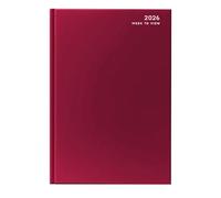 2026 Diary A4 Week To View Red - A4 Desk Diary with Hard Backed Casebound Cover & Ribbon Marker - for Home, Business, Office and Personal Use