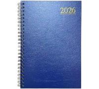 2026 Diary A5 Day a Page Wiro Hardback Full Year Organiser Calendar Planner (Blue)