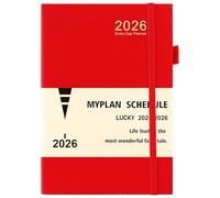 2026 Diary A5 Day Per Page,Agenda 2026 A5 Page a Day Full Year Planner,Academic Diary 2026 from Jan to Dec,Daily & Monthly Planner with Pen Loop, Colorful Month Tabs,Inner Pocket,Bookmarks (Red)