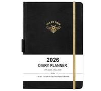2026 Diary - A5 Diary 2026 Day Per Page, January 2026 to December 2026, Productivity A5 Daily Planner, with Monthly Tabs, Inner Pocket, Black, Banded, 14.5 X 21 cm
