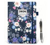 2026 Diary - A5 Diary 2026 Week to View for Efficient Planning, Paper, Pen Set with Colorful Flower Hardcover - Life Planner for Busy Families - Includes Year Planner, Birthdays & Tear-Off Notes