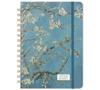 2026 Diary - A5 Diary 2026 Week to view from January 2026 to December 2026, Hardcover with Back Pocket, Twin-Wire Binding, Apricot Flower