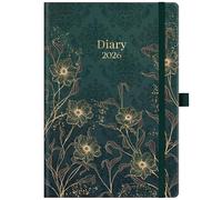 2026 Diary - A5 Diary 2026 Week to View, Hardcover, Elastic Closure, Planner for School and Office, January - December 2026, Green
