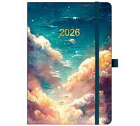 2026 Diary - A5 Diary 2026 Week to View, January 2026 - December 2026, 2026 Planner with Dream Sky Cloud Hardcover, Elastic Closure, Monthly ＆ Weekly View for Work, Study, 21.5 x 15.5 x 1.5 cm (A5)
