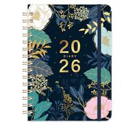 2026 Diary - A5 Diary 2026 Week to View, with Floral Hardover, Spiral Binding, Monthly Tabs and Back Pocket, January 2026 - December 2026, Full Year Planner Organiser