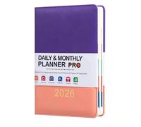 2026 Diary - A5 Diary with Leather Cover - Daily Planner 2026 Monthly Calendar for School Office University Classroom Student Teacher Family Men Women
