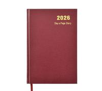 2026 Diary A5 One Day to Page Hardback Cover & Ribbon Marker | Year Planner for Business, Office, Home, Traveling, Organization, Appointments (Burgundy)