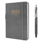 2026 Diary A5 Page a Day, 352 Pages Soft Cover Diary 2026 with Pen, A5 Week to View from Jan to Dec, Daily Planner for School,Office,Home Academic Diary(Grey)
