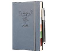 2026 Diary A5 Page a Day,Academic Diary 2026 Day Per Page,Jan-Dec,Daily & Monthly Planner,Organizer Journal with Pen Set,Stickers,Colourful Monthly Tabs, Inner Pocket (Blue)