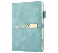 2026 Diary A5 Page a Day,Diary 2026 Day Per Page,12 Months Daily & Monthly Planner with Colorful Monthly Tab,Hardcover Organizer with Bookmarks,Inner Pocket (Blue)
