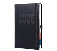 2026 Diary A5 Page a Day, Jan-Dec, Diary 2026 Day Per Page, Full Year Daily Planner with Monthly Overview, Organiser Hardcover with Color Tabs, Pen Holder, Black
