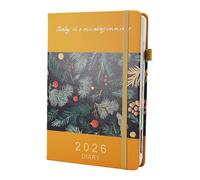 2026 Diary A5 Page a Day, Jan-Dec, Diary 2026 Day Per Page, Full Year Daily Planner with Monthly Overview, Colorful Tabs, Pen Set and Fine Inner Pocket, 5.9" × 8.5"