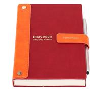 2026 Diary A5 Page a Day,Jan-Dec Planner, 2026 Diary Day per Page,Hardcover Organsier Appointment Full Year Planner with Pen, 3Bookmarks,Colorful Side Tabs, (Red, A5)