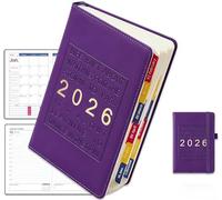 2026 Diary A5 Page a Day Notebook, Jan-Dec, Day Per Page, Full Year Daily Planner with Monthly Overview, Week to View with Dotted Note Pages, Compact & Light (purple)