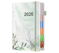 2026 Diary A5 Page a Day Runs January to December, Full Year Appointment Book Daily Planner Monthly Overview with Colorful Tabs and Fine Inner Pocket