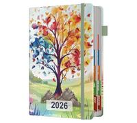 2026 Diary A5 Page a Day Runs January to December, Full Year Appointment Book Daily Planner Monthly Overview with Colorful Tabs and Fine Inner Pocket