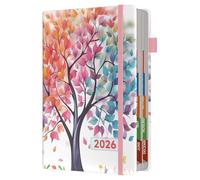 2026 Diary A5 Page a Day Runs January to December, Full Year Appointment Book Daily Planner Monthly Overview with Colorful Tabs and Fine Inner Pocket