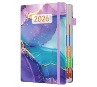 2026 Diary A5 Page a Day Runs January to December, Full Year Appointment Book Daily Planner Monthly Overview with Colorful Tabs and Fine Inner Pocket