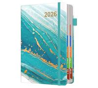 2026 Diary A5 Page a Day Runs January to December, Full Year Appointment Book Daily Planner Monthly Overview with Colorful Tabs and Fine Inner Pocket