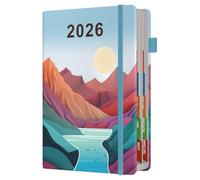 2026 Diary A5 Page a Day Runs January to December, Full Year Appointment Book Daily Planner Monthly Overview with Colorful Tabs and Fine Inner Pocket
