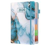 2026 Diary A5 Page a Day Runs January to December, Full Year Appointment Book Daily Planner Monthly Overview with Colorful Tabs and Fine Inner Pocket