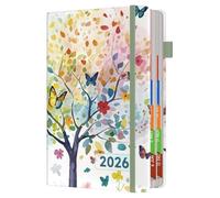 2026 Diary A5 Page a Day Runs January to December, Full Year Appointment Book Daily Planner Monthly Overview with Colorful Tabs and Fine Inner Pocket